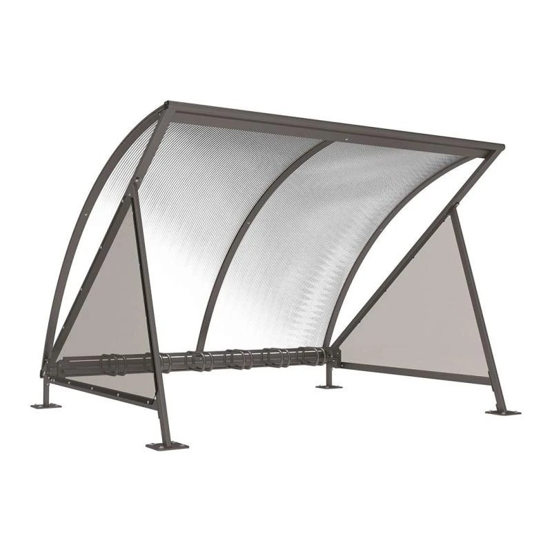 Abri vélos acier et polycarbonate demi-lune