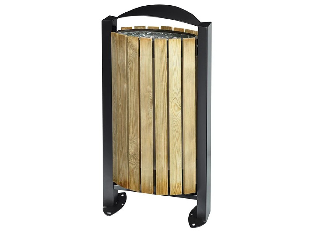 Corbeille façade bois sur pied - 60 L