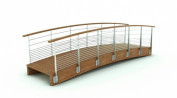 Passerelle bois cintrée Gardes Corps Inox  largeur 1.50 ml