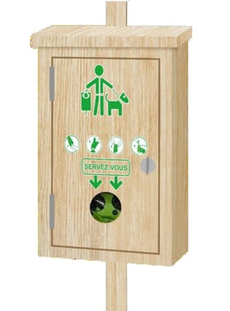 Distributeur de propreté canine en bois