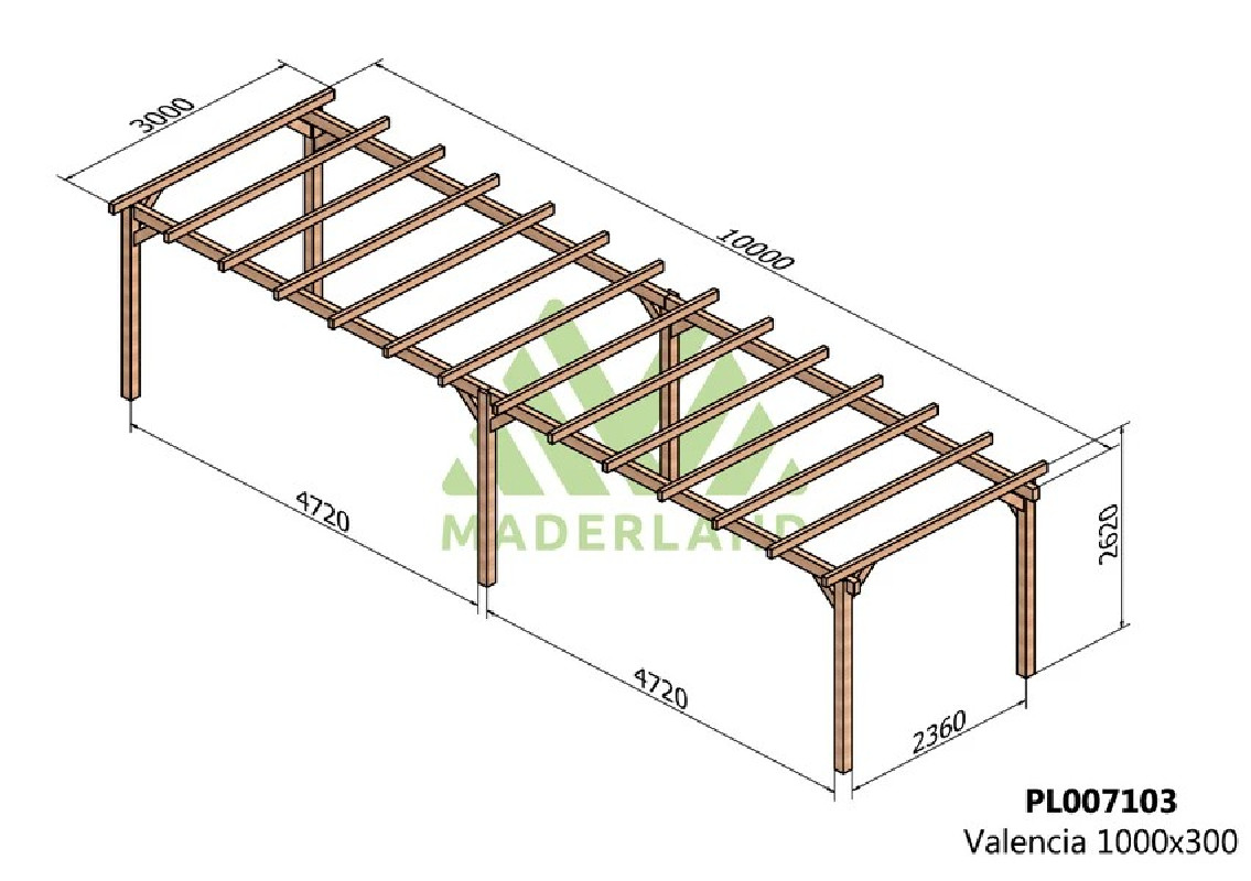 Pergola lamellé-collé autoportante Grenoble