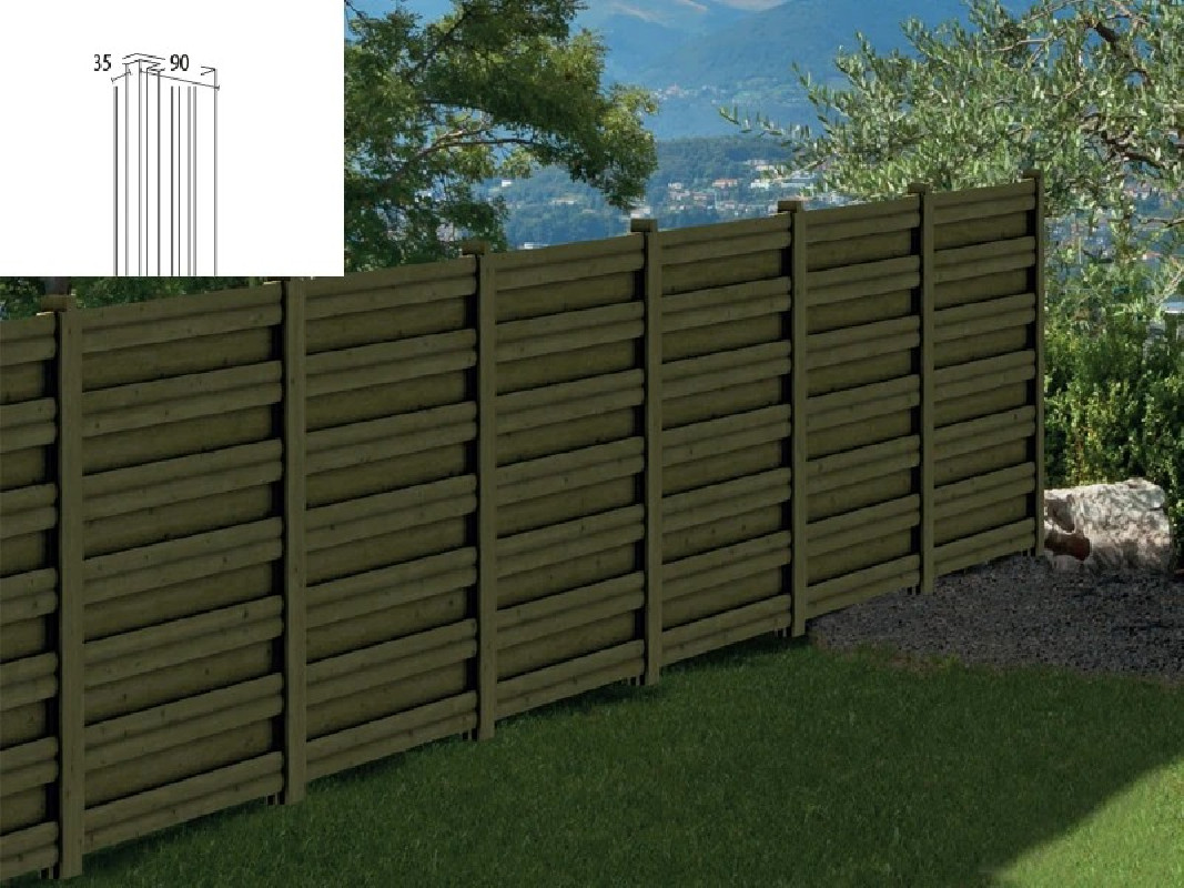 Profil rainuré palissade 90 x 35 mm lg 2.05m