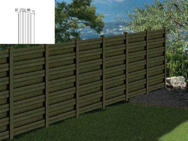 Profil rainuré palissade 90 x 35 mm lg 2.05m
