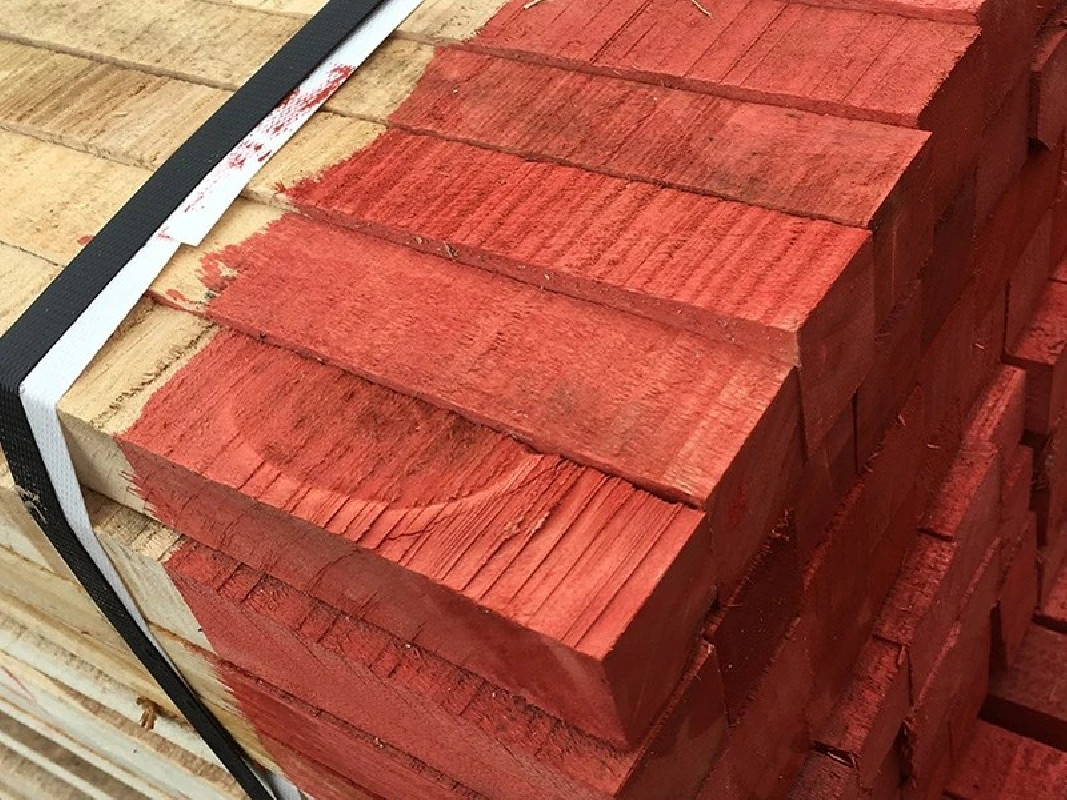 Piquet de chantier bois bout rouge 32 x 32 mm Lg 75 cm