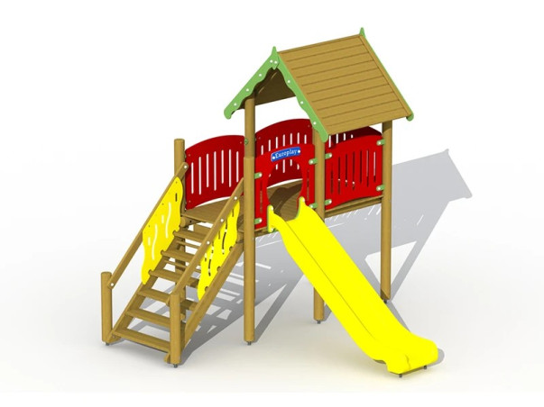 Maisonnette sur pilotis - toboggan synthétique
