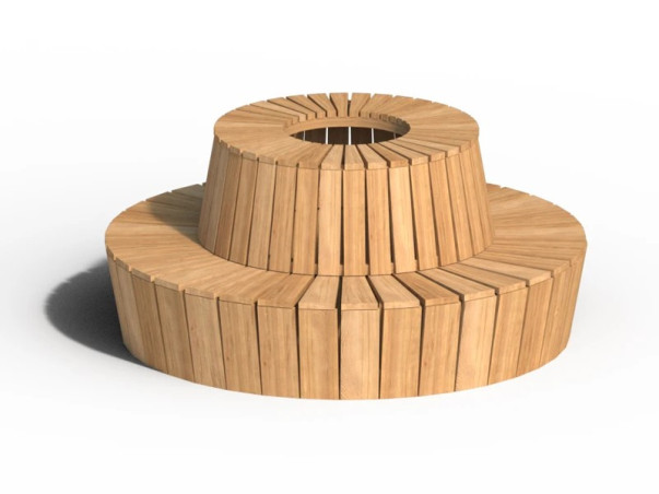 Jardinière Helios + 3 banc Hélios cintrés
